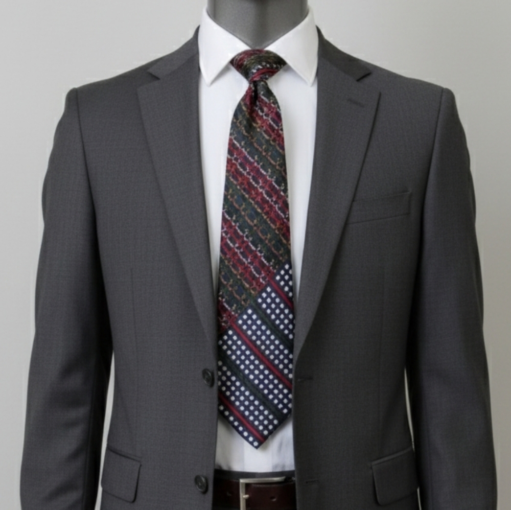 Missoni Red and Blue Geometric Wool & Silk Tie